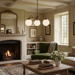 Load image into Gallery viewer, Glorica Glass Vintage Globe Chandelier - Brass 3-Light Frosted Glass Hanging Fixture
