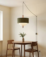 Charger l'image dans la visionneuse de galerie, Tiered Fabric Wood Plug-In Swag Pendant