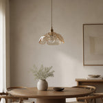 Cargar imagen en el visor de la Galería, Clear walnut-accent pendant in a calm dining space