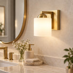 Charger l'image dans la visionneuse de galerie, Modern Metal Vanity Light with Glass Shades for Bathrooms