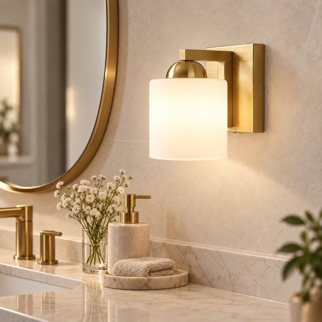 Modern Metal Vanity Light with Glass Shades for Bathrooms