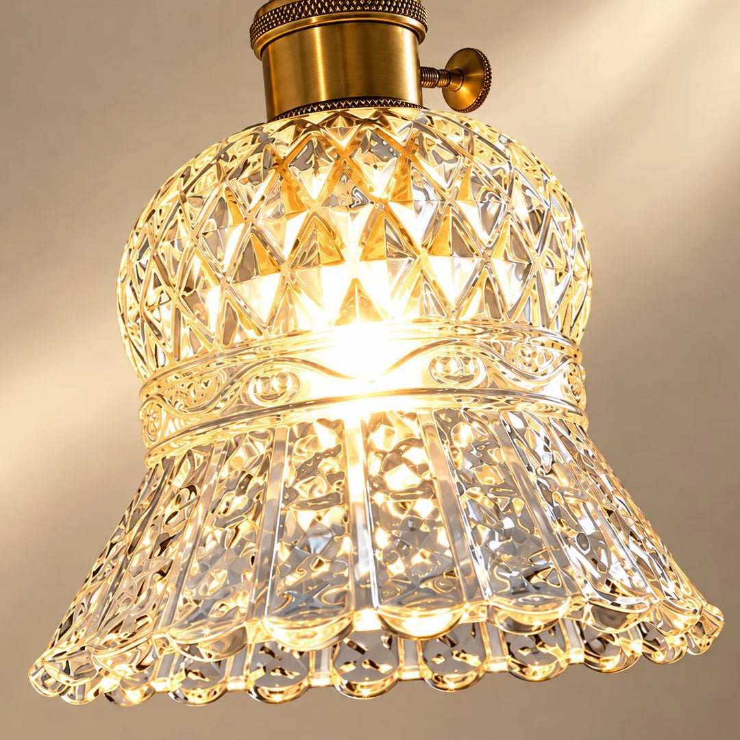 Vintage Brass Pineapple Glass Wall Lamp