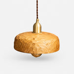 Cargar imagen en el visor de la Galería, Natural Wood carved pendant lamp on a clean background