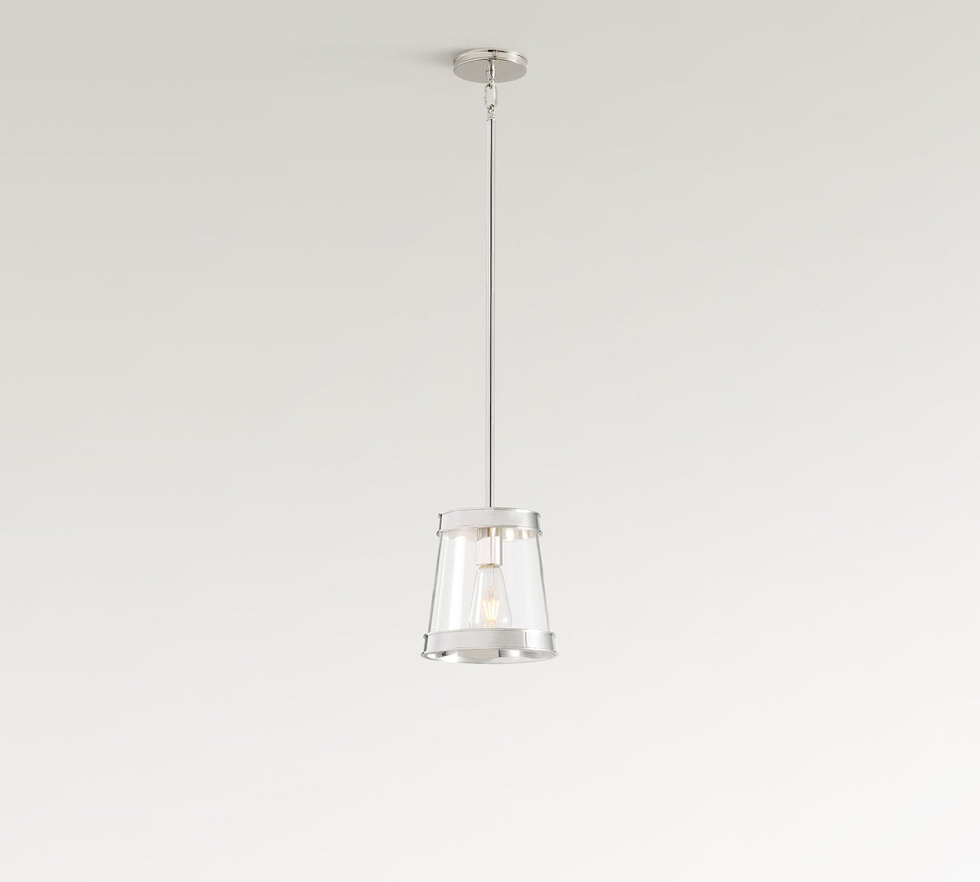 Lámpara colgante Driscoll de vidrio en forma de tambor: lámpara colgante contemporánea de latón