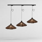 Bild in Gallery-Viewer laden, Walnut A three light track wooden pendant light 35cm
