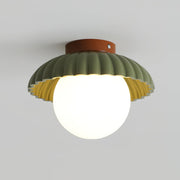 Stylish Alien Cream Style Ceiling Light in Beige Metal and Glass