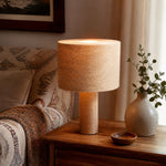 Charger l'image dans la visionneuse de galerie, Woven jute table lamp styled beside a sofa