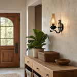 Bild in Gallery-Viewer laden, Industrial wall lamp glowing beside an entry console