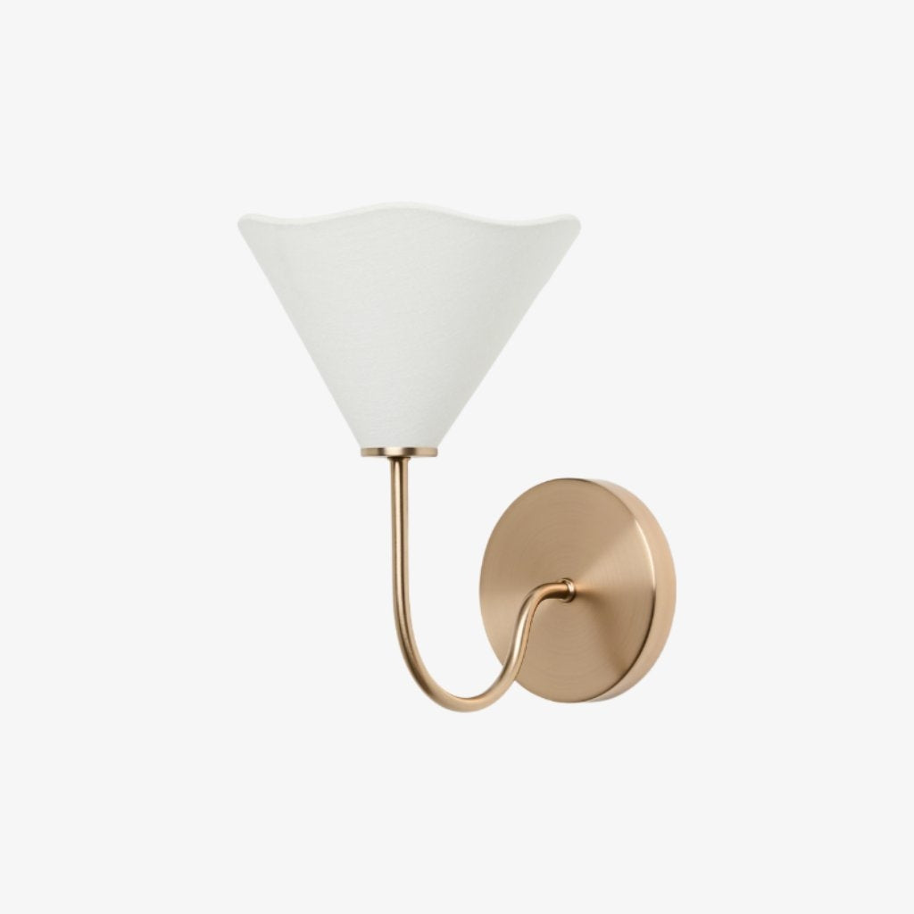 Kysara Soft Linen Shade Sculptural Minimal Wall Lamp for Bedside & Bathroom