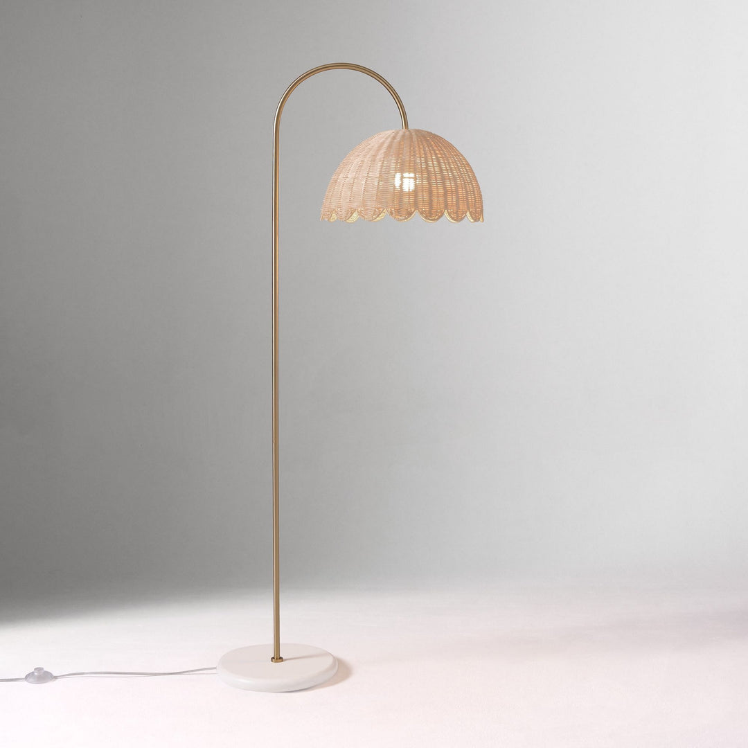 Olvara Arched Rattan Floor Lamp - Boho Chic Natural Woven Lighting