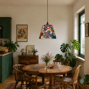Lampe suspendue en tissu floral coloré
