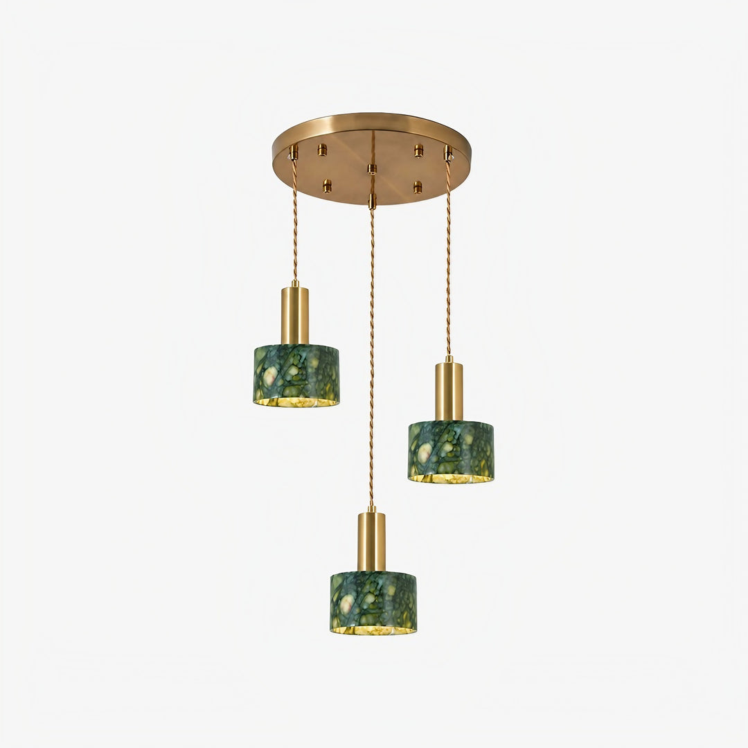 Green Jade 3-Light Cluster Pendant Light