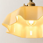 Load image into Gallery viewer, Pleated Glass Antique Brass Plug-In Swag Pendant