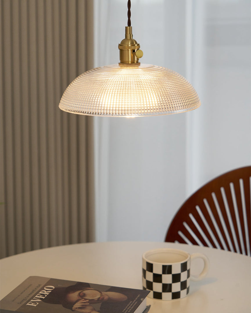 Polished Brass Domed Glass Plug-In Pendant