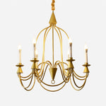 Load image into Gallery viewer, Gold six-light vintage iron candle chandelier