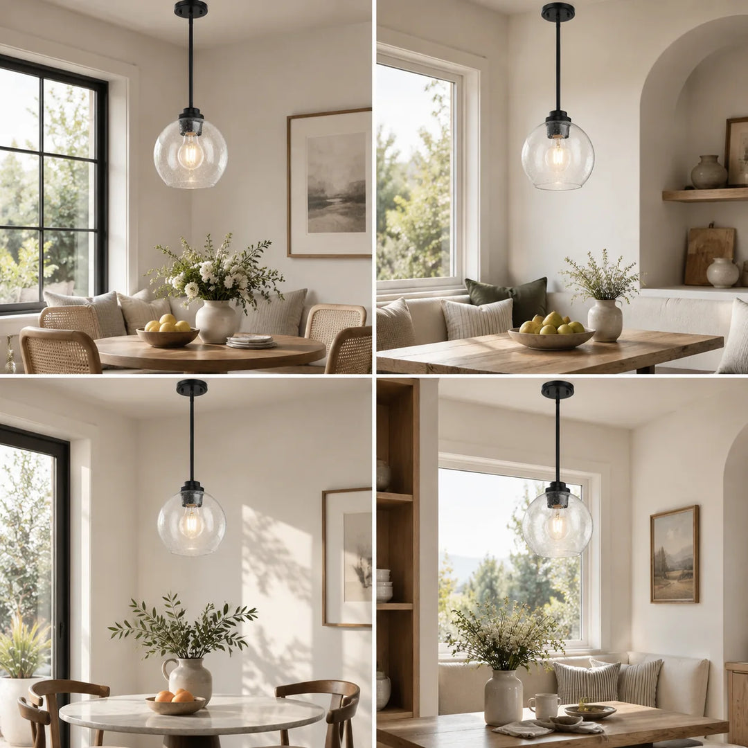 Clear Glass Globe Pendant with one to three items and three styles - New2609-1024629 interior scene