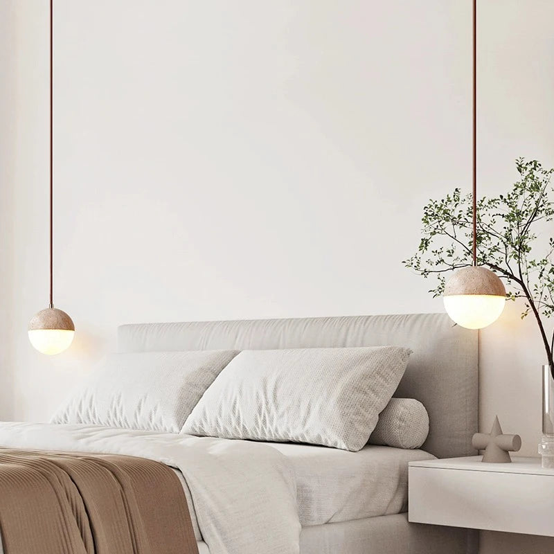 Travertine Ball Pendant Light