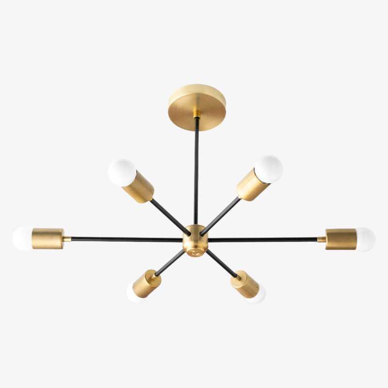 Lustre Mobilux Line Mid-Century Modern - Plafonnier suspendu à 6 têtes