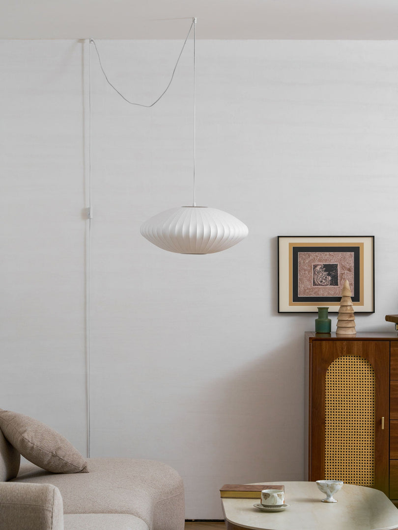 White Geometric Wire Swag Pendant Light