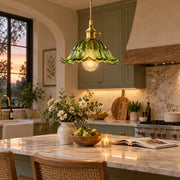 Vintage Snowflake and Striped Glass Pendant Lamp