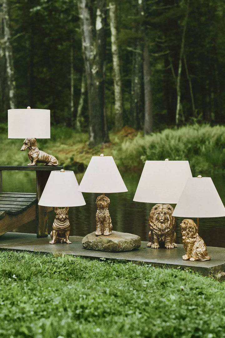 Lámpara de mesa única Pawdia: lámpara decorativa de cerámica con forma de animal