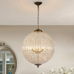 Charger l&#39;image dans la visionneuse de galerie, Lustre globe en cristal vintage luxueux avec finition en laiton antique
