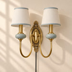 Cargar imagen en el visor de la Galería, Rowanea Fabric Shade Ceramic Plug-In Wall Sconce