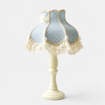 Load image into Gallery viewer, Sky blue floral lace table lamp on a light background