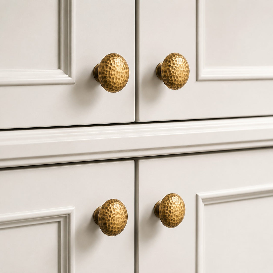 Hammered solid brass cabinet knob