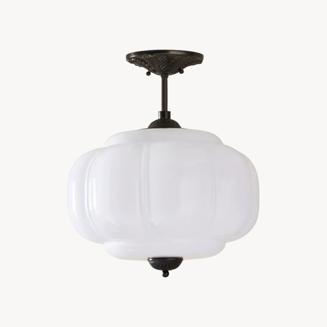 Lámpara colgante Eloise de vidrio lechoso festoneado de inspiración vintage: lámpara de acento moderna para cocina y dormitorio.