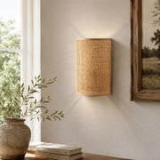 Japanese Rattan Wood Wall Sconce