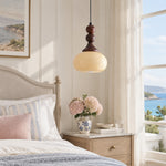 Charger l'image dans la visionneuse de galerie, Cream glass pendant in a coastal bedroom
