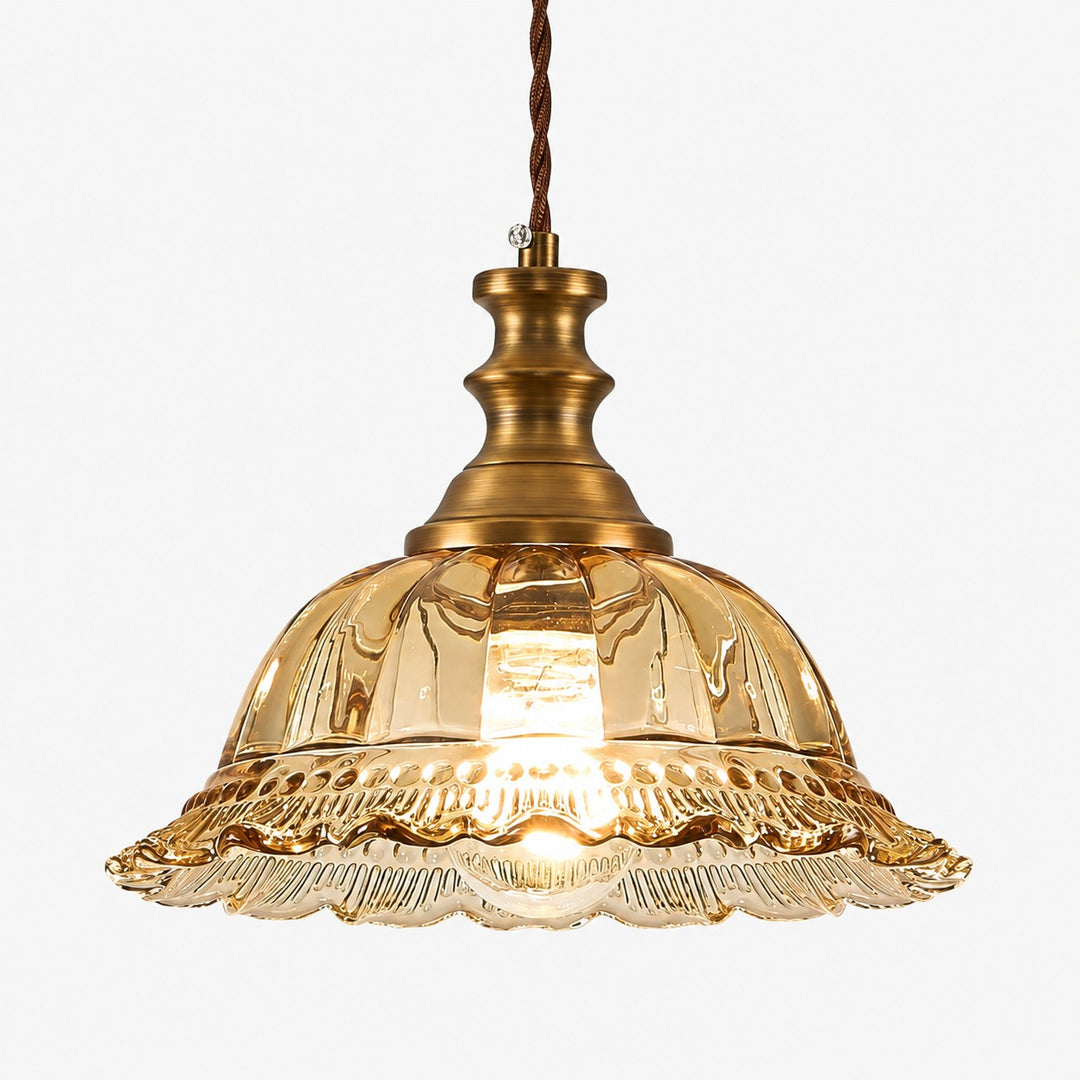 Vintage Fluted Glass Pendant Light for Kitchen & Dining