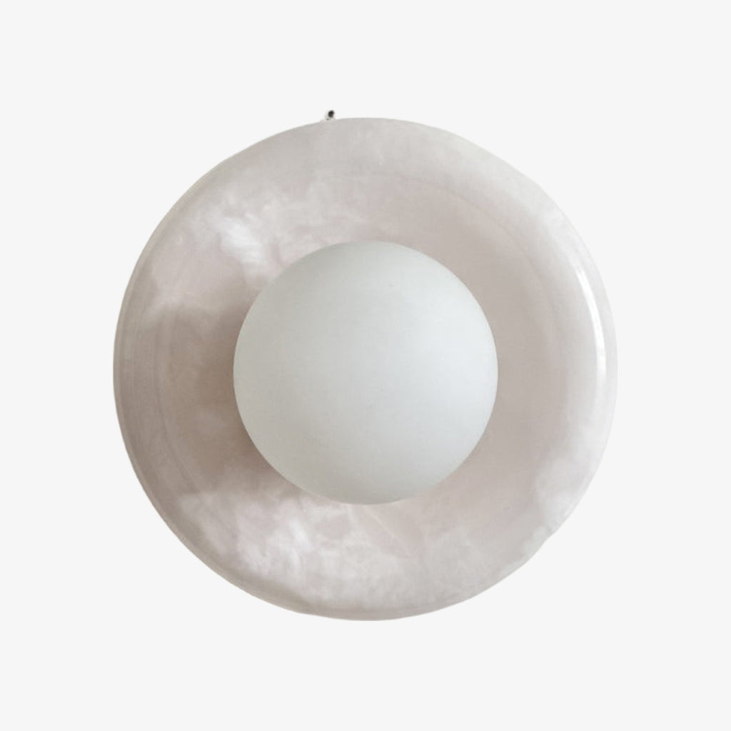 Oria Minimalist Travertine Wall Sconce - Sculptural Ambient Light for Bedroom