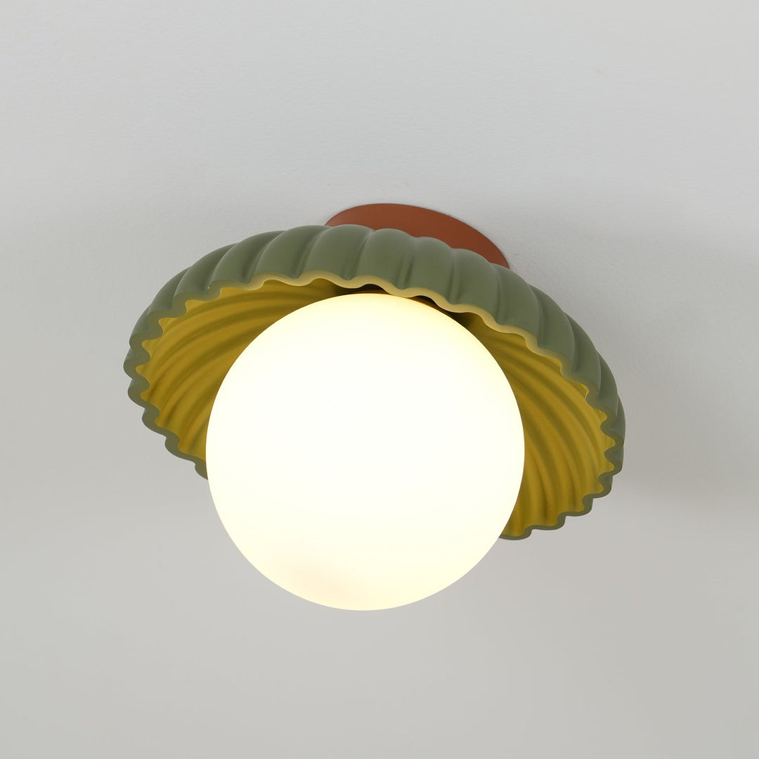 Plafonnier élégant de style Alien Cream en métal beige et verre