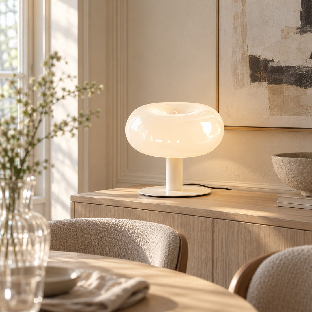 Rounded Glass Slim Stem Blown Glass Table Lamp