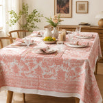 Cargar imagen en el visor de la Galería, Soft coral vine tablecloth styled in a bright dining room