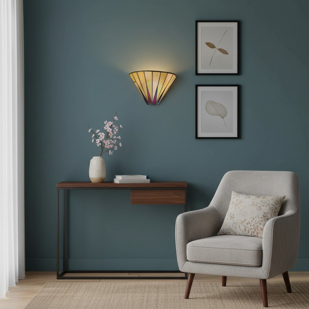 TF Art Deco Tiffany Glas Wandlampe – Handgefertigte geometrische Leuchte für Flure und Wohnbereiche