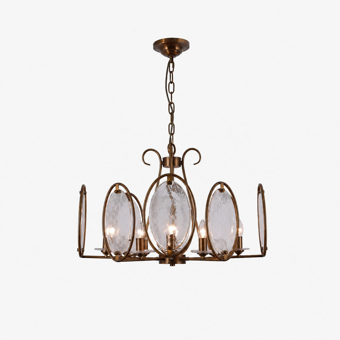Oval Panel Textured Glass Chandelier