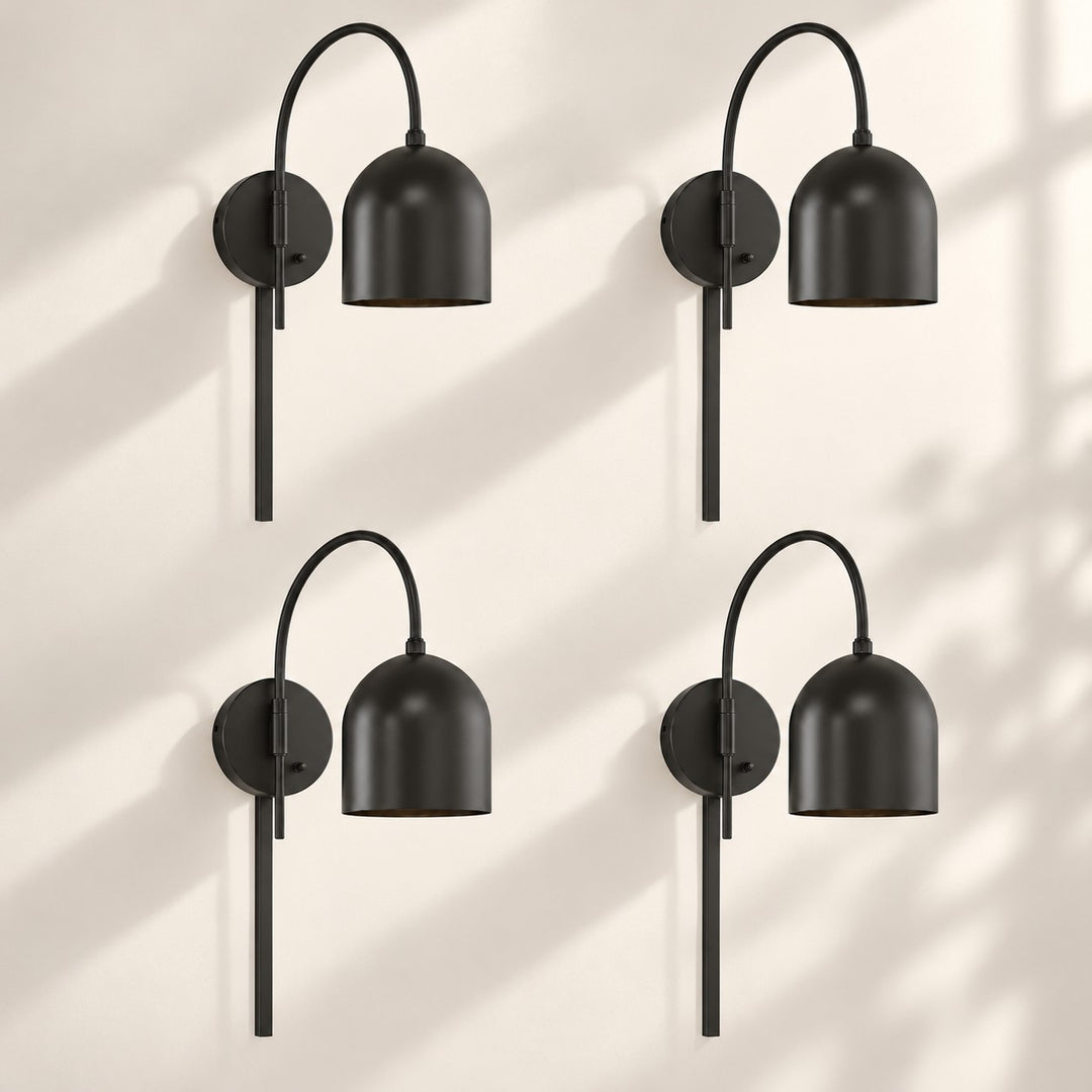 Dome Arm Plug-In Cord Arched Metal Wall Sconce