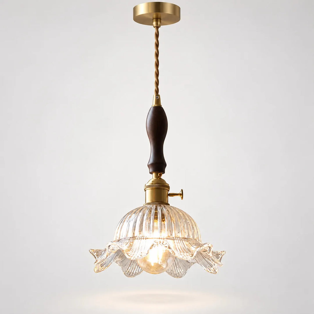 Vintage Wavy-Edge Glass Pendant Lamp