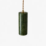 Load image into Gallery viewer, Close product view of the green jade cylinder shade with brass tone top hardware