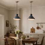 Load image into Gallery viewer, Gray metal pendant lamps above a dining table scene