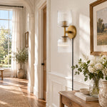 Bild in Gallery-Viewer laden, Ribbed Clear Glass Cloche Plug-In Wall Sconce
