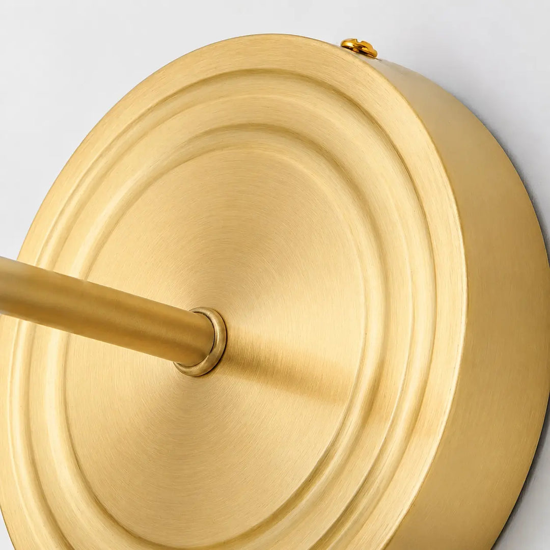 Brushed metal wall plate and curved arm detail