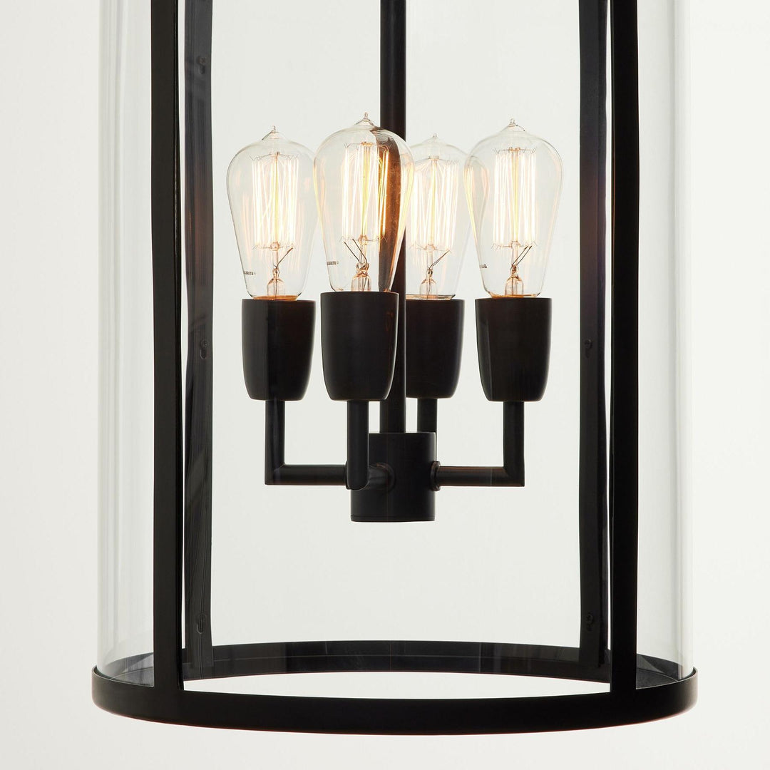 Lámpara colgante de exterior de vidrio Ferrix - Iluminación industrial para porches delanteros