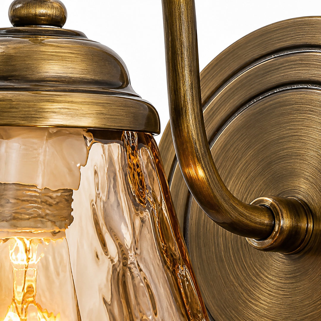 Brass Amber Glass Downlight Wall Sconce