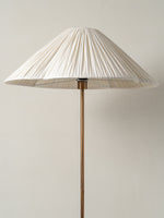 Load image into Gallery viewer, Lindi - aged brass and linen scalloped floor lamp
