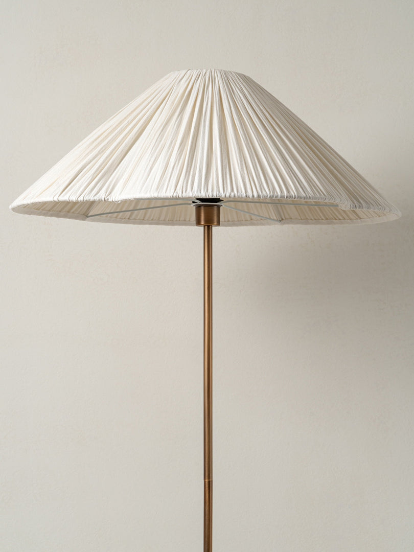 Lindi - aged brass and linen scalloped floor lamp