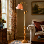 Load image into Gallery viewer, Vintage Wood and Fabric Floor Lamp